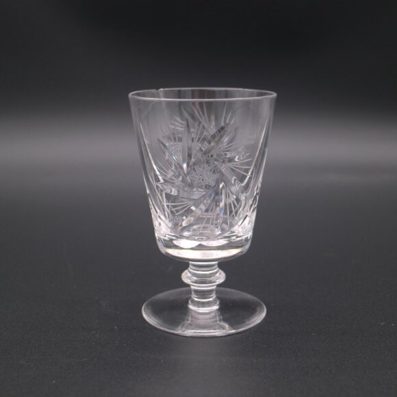 Vintage 4" Pinwheel Cut Crystal Cordial Liqueur Glass – Set of 4 - Picture 3 of 9